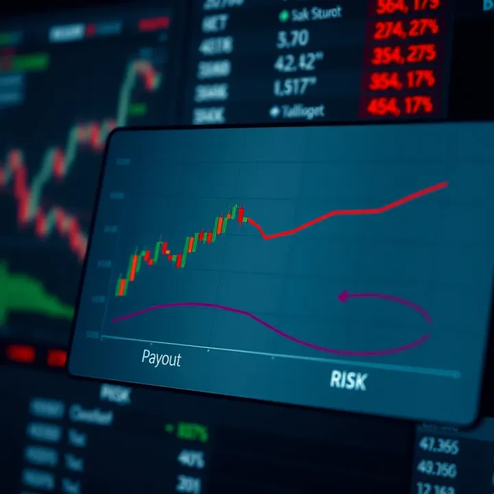 Diagram showing binary option trading mechanism with payout and risk zones