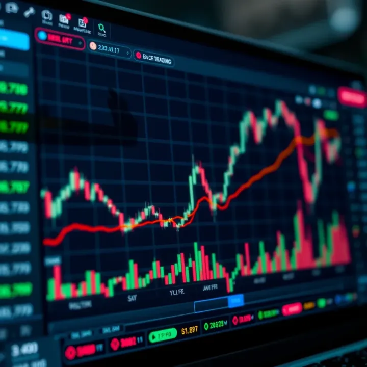 Graph displaying trends and options in binary trading platforms