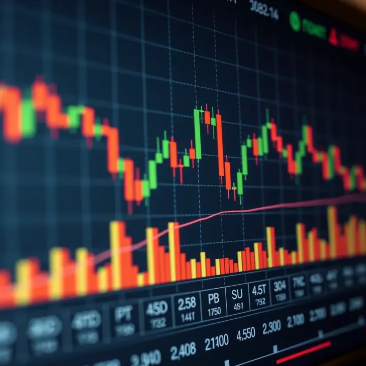 Candlestick chart displaying currency price movements over time