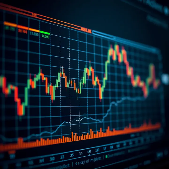 Line graph showing forex market trends with key technical indicators