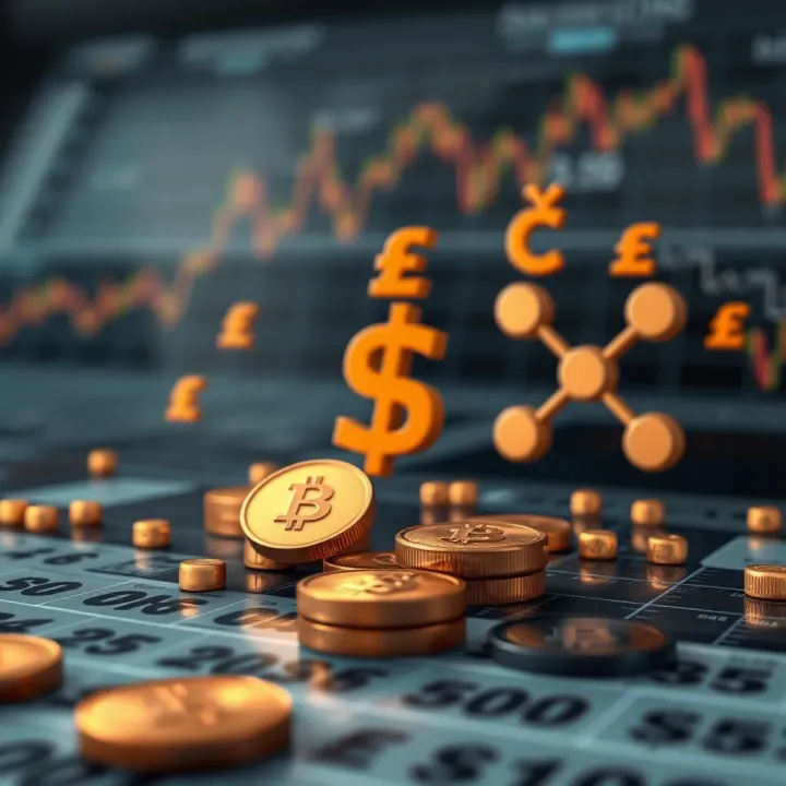 International Currency Symbols and Forex Trading Concept Conceptual illustration of currency symbols interconnected to depict international forex trading