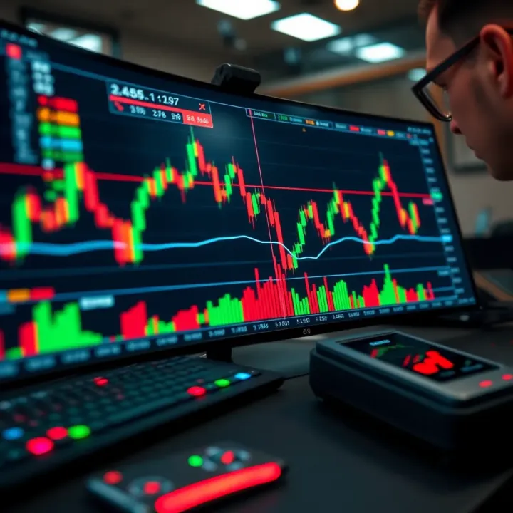 Technical analysis setup highlighting candlestick formations and trend lines used to identify forex market movements