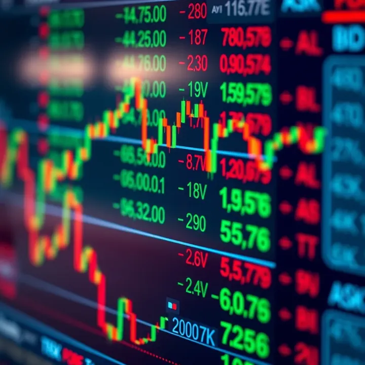 Forex trading screen displaying currency pairs with bid and ask prices