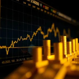Graph showing fluctuations in gold prices over a period against a dark background