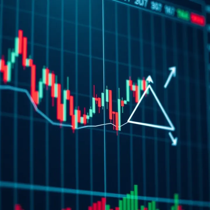 Illustration of common trade chart patterns including head and shoulders, double top, and ascending triangle on a stock price graph