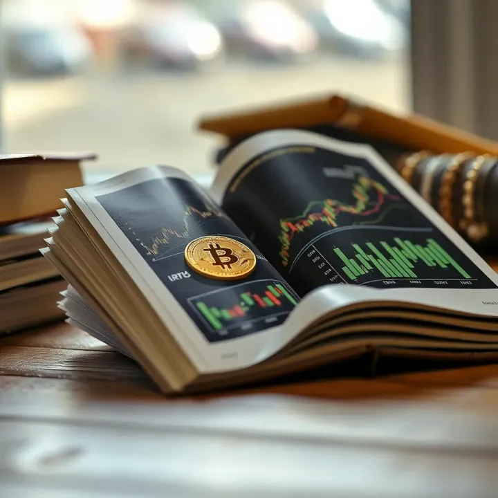 Open book displaying charts and graphs related to cryptocurrency analysis